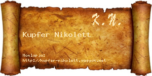 Kupfer Nikolett névjegykártya